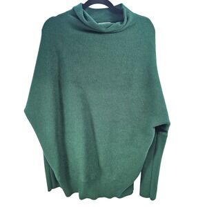 Bluivy Young Contemporary Green Ribbed Mock Neck‎ Dolman Sleeve Sweater M L
